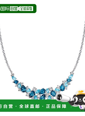 自营 Ross-Simons Blue and White Topaz Collar Necklace in Ste