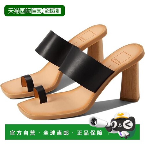 自营Dolce Vita Frans Slide女式6 M黑色Stella皮革鞋头环凉鞋KHD