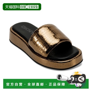 dkny女式 厚底凉鞋 Lachine平台滑盖 美国奥莱直发夏季 青铜 自营