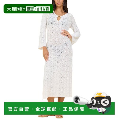 自营Surf Gypsy Plunge Diamond Knit Maxi Dress - white 美国奥