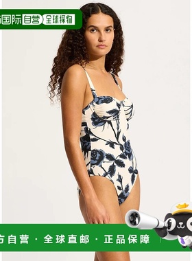 自营Seafolly Rococo Swimsuit Womens Ivory Floral Ruched Unde
