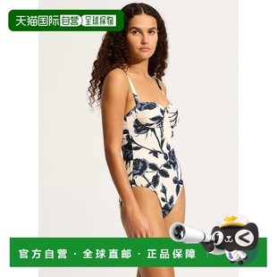 Womens Swimsuit Ivory Floral Unde 自营Seafolly Ruched Rococo
