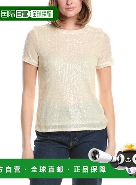 自营Anne Klein Banded Sequin T-Shirt - white 美国奥莱直发