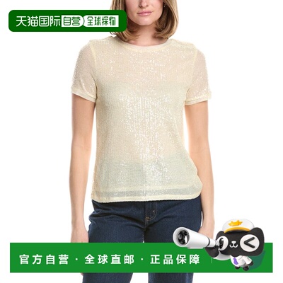 自营Anne Klein Banded Sequin T-Shirt - white 美国奥莱直发