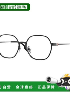 自营Burberry眼镜几何全环，黑色/银色框架和透明演示镜片Be1379D