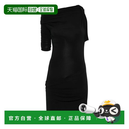 自营jacquemusDraped One-Shoulder Mini Dress - black 美国奥莱