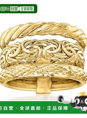 自营 Ross-Simons 14kt 黄金首饰套装：3 枚堆叠戒指 - 黄色 美国