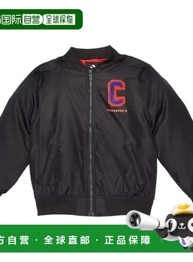 自营Converse Bomber Jacket Boys  Black Chenille Long Sleeve