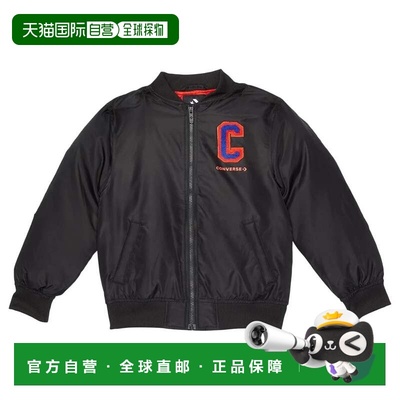 自营Converse Bomber Jacket Boys  Black Chenille Long Sleeve