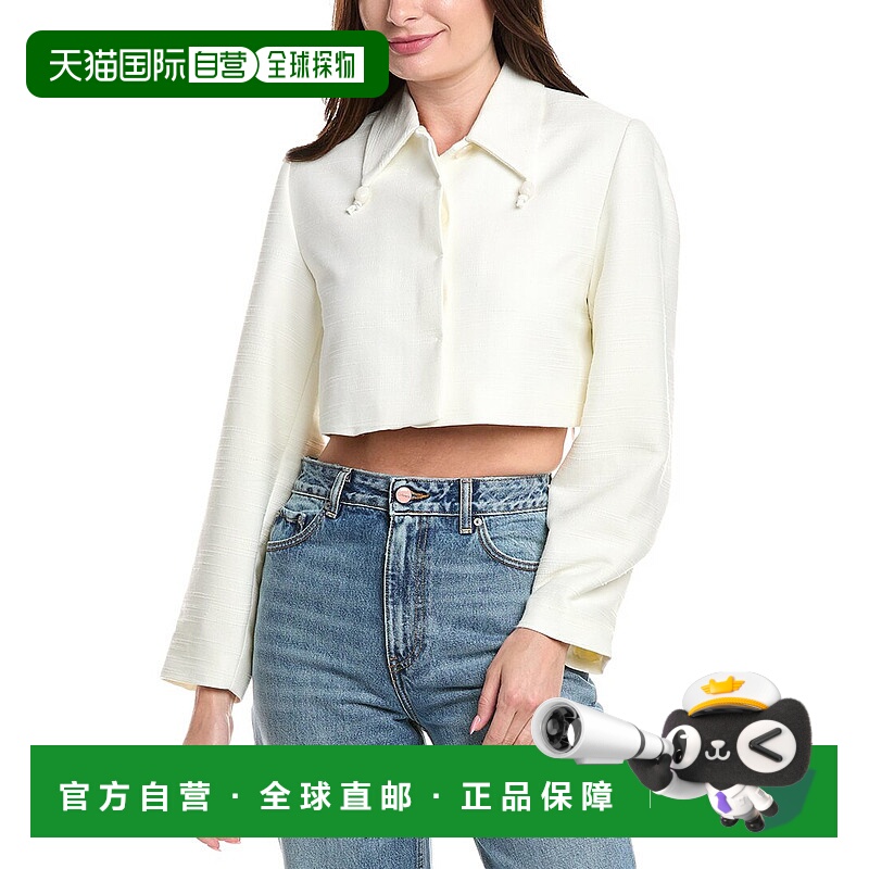 自营GANNI Linen-Blend Blazer - white 美国奥莱直发