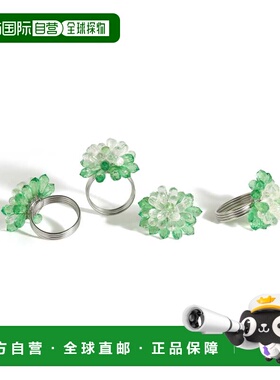 自营tiramisuEmerald Dewdrop Bloom Napkin Rings (Set of 4) -