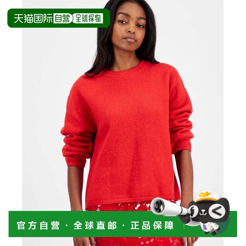 自营Astr the Label Bowie毛衣女士红色羊毛长袖圆领舒适PALL1-红