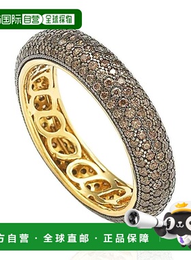 自营 Suzy Levian 金色纯银立方氧化锆棕色永恒戒指 - 黄色 美国