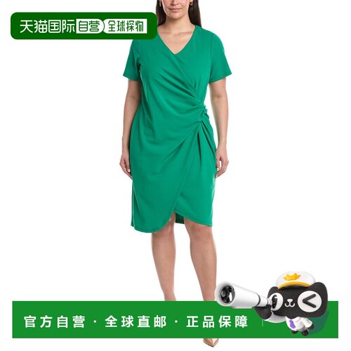 自营Tahari ASL Plus Crepe Tucked Mini Dress - green 美国奥莱
