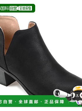 自营 Journee Collection女式Lola叠合高跟靴-黑色 美国奥莱直发