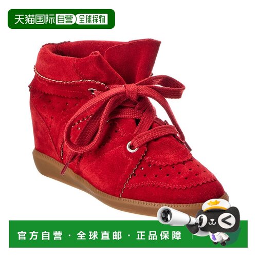 美国直邮自营Isabel Marant Bobby绒面革坡跟运动鞋-红色 美国奥