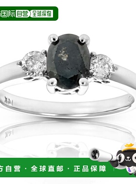 自营vir jewels1.93 克拉黑钻 3 石戒指 14K 白金订婚 - 白色 美