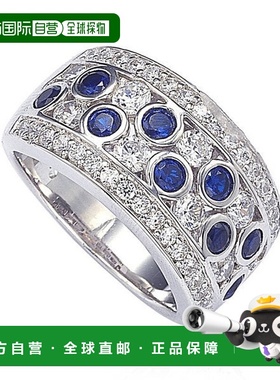 自营 Suzy Levian 蓝宝石和钻石纯银和 18K 金戒指 - 蓝色 美国奥