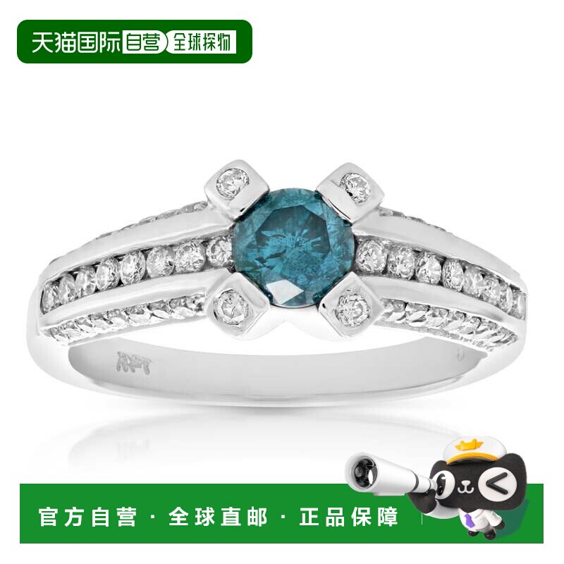 自营 vir jewels1.35 克拉蓝色和白色钻石订婚戒指 14K 白金 - 白