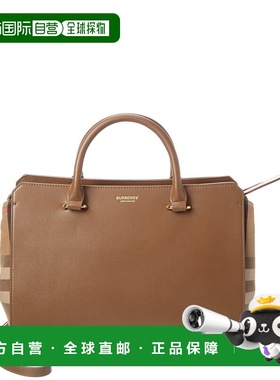 自营Burberry Banwell Check Canvas & Leather Satchel - beige