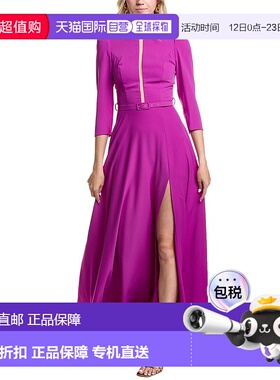 自营carla ruiz卡拉 鲁伊斯带腰带礼服-紫色 美国奥莱直发连衣裙