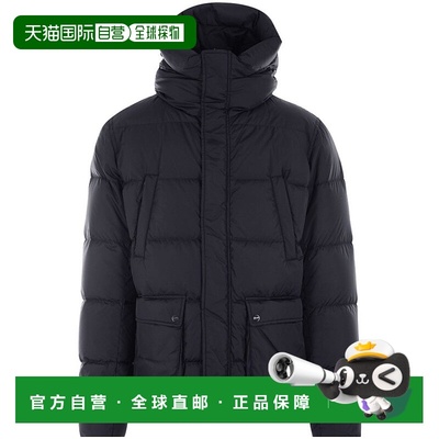 自营hernoHigh-Collared Black Puffer Jacket With Horizontal Q