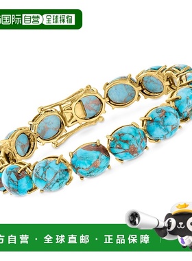 自营 Ross-Simons Mohave 绿松石手链 18kt 金黄金 - 7 英寸 美国