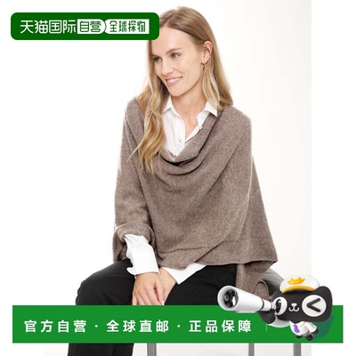 自营in2Cashmere Poncho with Textured Border - heather almond