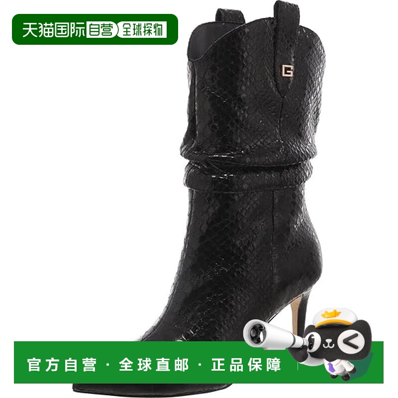自营Guess Benisa Boot Women Black Croco Leather Pointed Toe