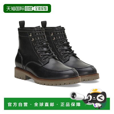 自营 Vince Camuto Kameil男式黑色皮革防水系带踝靴JOBB959-黑色