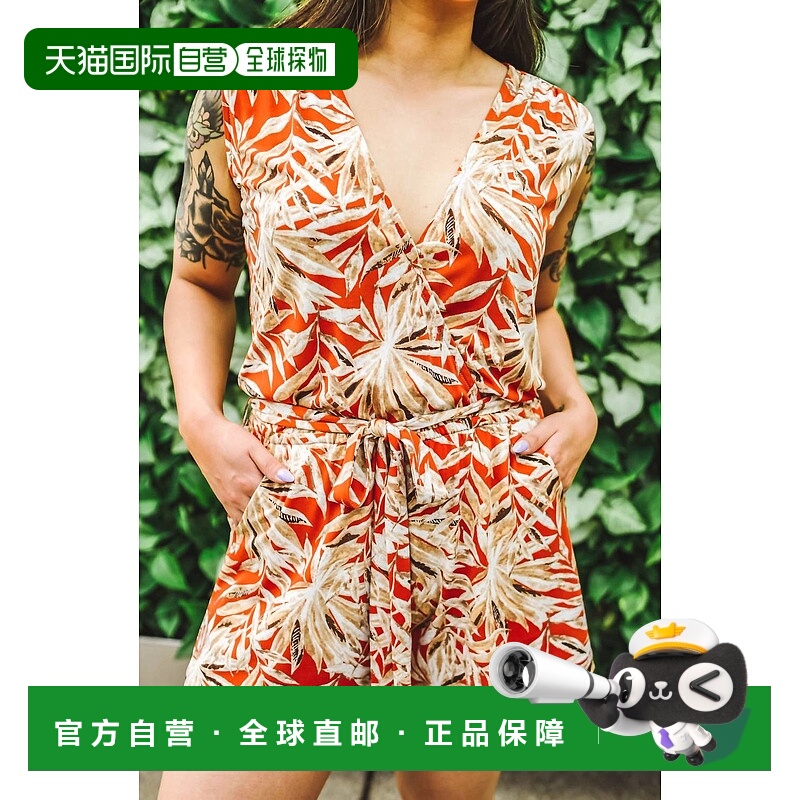 自营 veronica mDonna Romper In Rust Palm Print rust palm pri