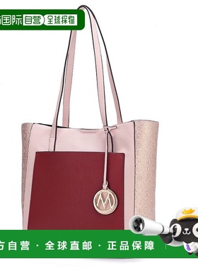 自营 mia k collectionLeah Vegan 皮革拼色女士手提包 - 红色 美