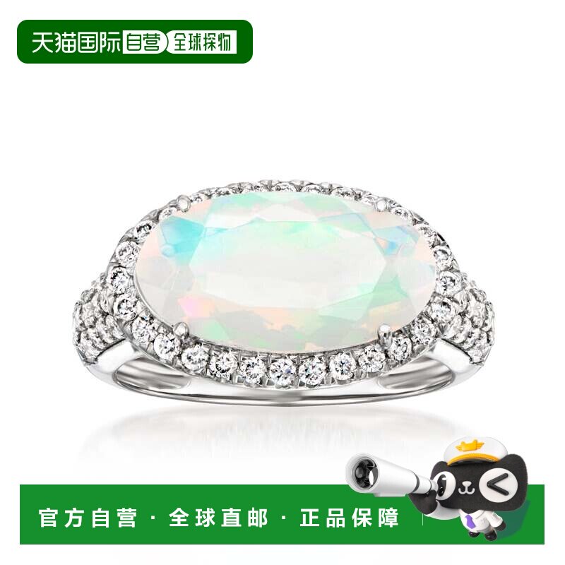 自营Ross-Simons Opal and Lab-Grown Diamond Ring in Platinum
