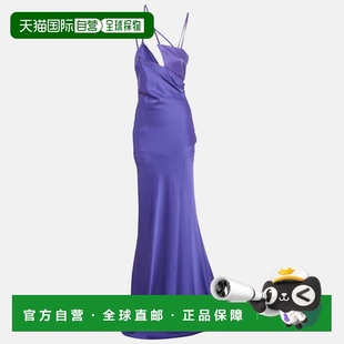 自营The Attico Vivid Violet Satin Melva Long Dress - purple