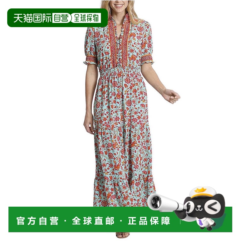 自营 london times水上泼墨Tangelo印花连衣裙-水上泼水Tangelo