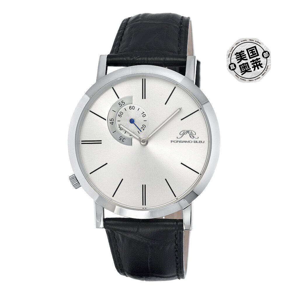 porsamo bleu派克男士皮革手表 - 银白色 【美国奥莱】直发