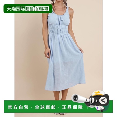 自营sadie & sageSo Cal Scrunchy Detail Midi Dress In Powder