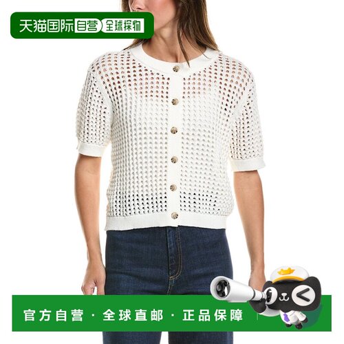 自营CeCe Texture Mesh Cardigan - white 美国奥莱直发