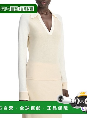 自营Vince Color Block Polo Shirt - brown 美国奥莱直发针织衫