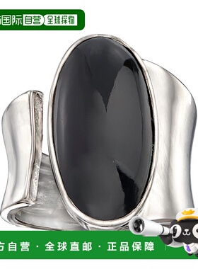 自营 925 纯银 Ross-Simons 黑色玛瑙环绕式戒指 - 黑色 美国奥莱