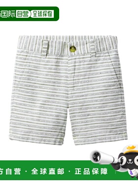 自营 janie and jack珍妮和杰克条纹亚麻混纺短款白色 美国奥莱直