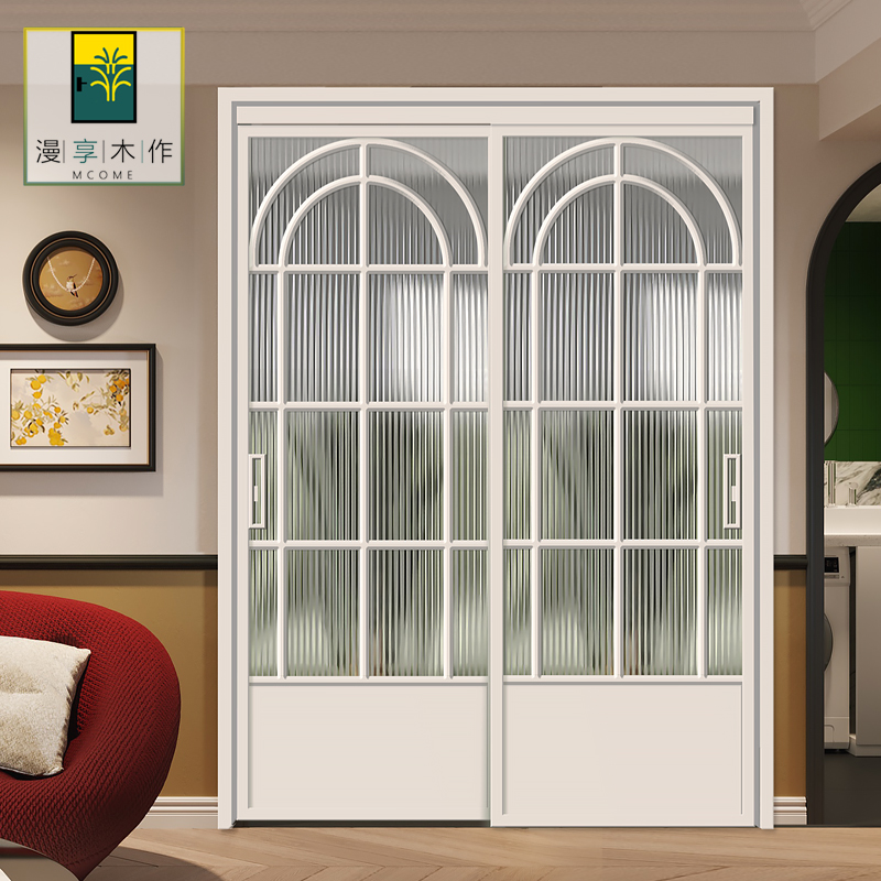 藤编侘寂风中古风法式复古吊趟门