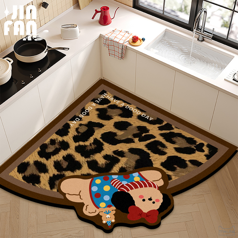 卡通小狗扇形厨房专用地垫脚垫子