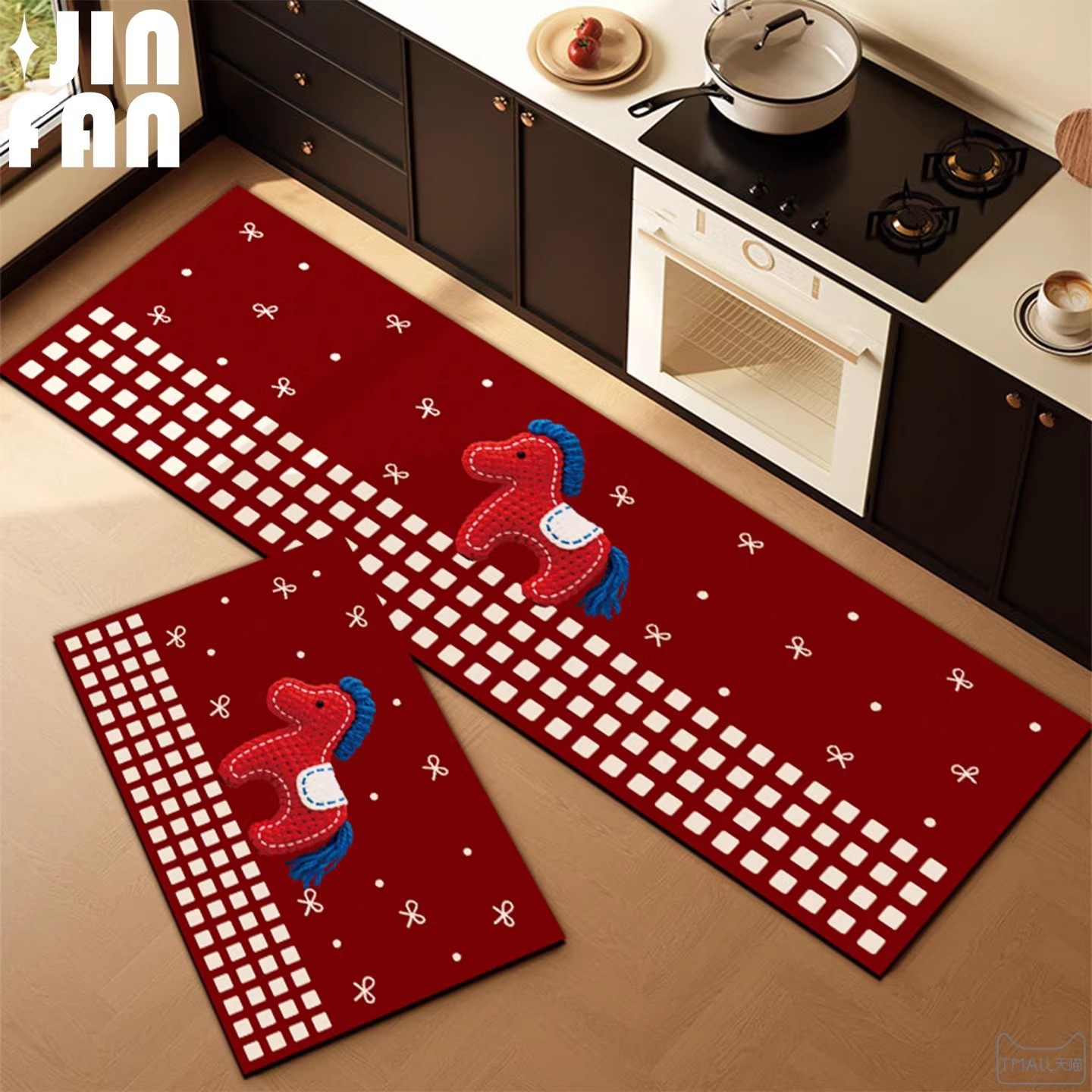 红色马年厨房地垫防滑地毯防油可擦免洗吸水硅藻泥浴室厕所门口垫,居家布艺,厨房地垫,淘宝优惠券,粉丝福利购,淘宝优惠卷