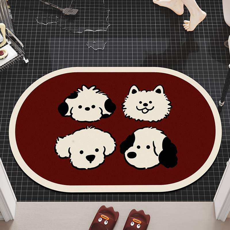 小狗浴室卫生间吸水地垫家用硅藻泥浴室防滑脚垫厕所门口速干地毯,居家布艺,家用脚垫,淘宝优惠券,粉丝福利购,淘宝优惠卷