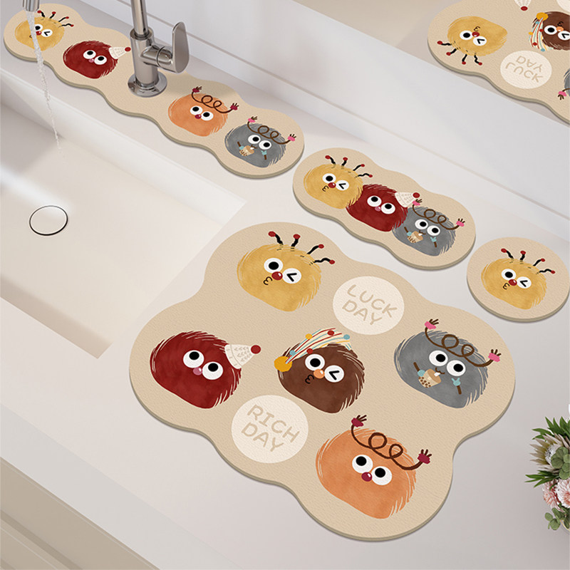 卡通厨房水龙头吸水垫卫生间洗手台硅藻泥沥水垫窄边台面垫牙杯垫,居家布艺,餐垫,淘宝优惠券,粉丝福利购,淘宝优惠卷