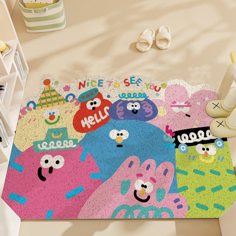 丝圈入户门丝圈地垫彩色怪兽进