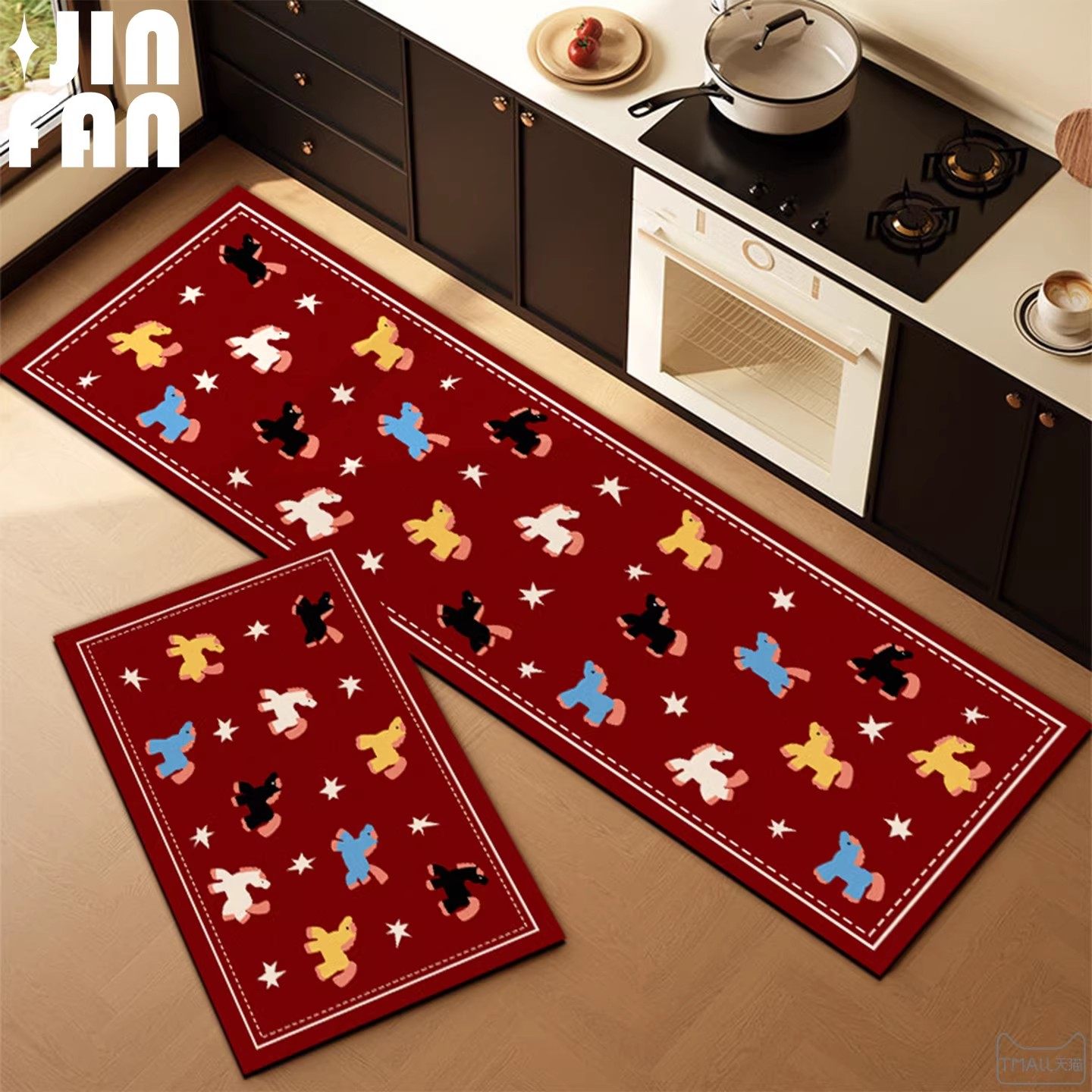 红色马年厨房地垫防滑地毯防油可擦免洗吸水硅藻泥浴室厕所门口垫,居家布艺,厨房地垫,淘宝优惠券,粉丝福利购,淘宝优惠卷
