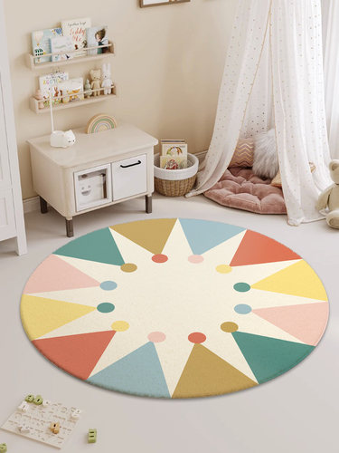 卧室床边毯家用少女房间地垫客厅沙发圆形地毯儿童房床前床边垫子