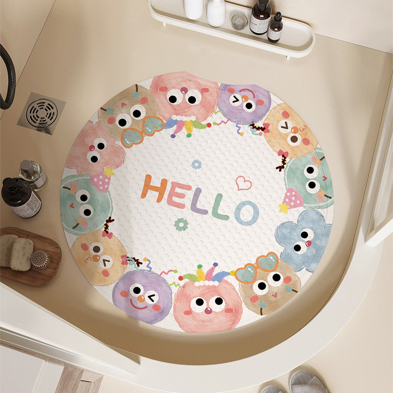 卡通浴室防滑地垫孕妇儿童圆形洗澡防摔pvc吸盘垫淋浴房按摩脚垫
